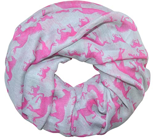 thb Richter Damen Schlauchschal Pferd Rundschal Loopschal Pferde Horse Schal Loop Halstuch Scarf (Grau/Rot)