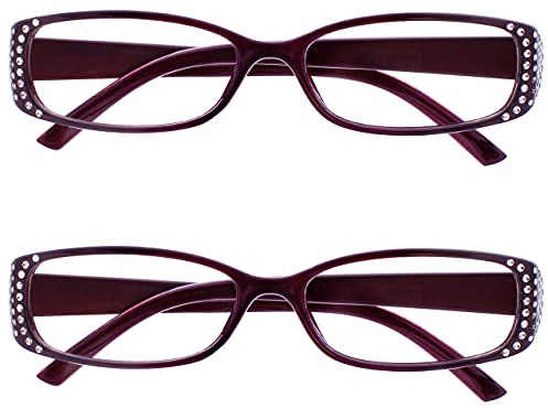 The Reading Glasses Company Black & Purple Diamonte Style Readers Value 2 Pack Designer Style Womens Ladies RR93-5 +2.00