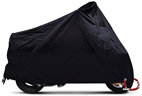 ANFTOP Motorrad Abdeckung 2XL Motorrad Garage Scooter Abdeckplane Schwarz Farbe Lock Löcher Wasserdicht UV Schutz Schutzhülle Tasche XXL