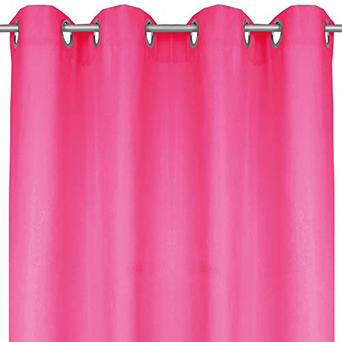 Bestlivings Ellen Rideau décoratif avec œillets, Tissu, rose bonbon, 140x225 cm