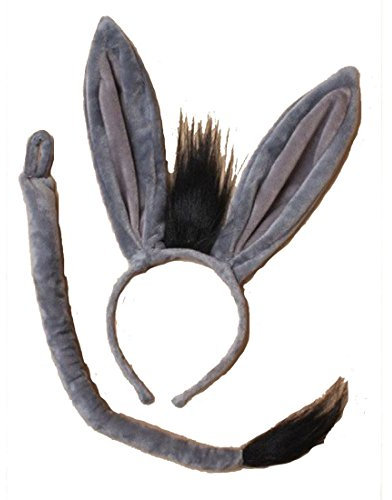 Rimi Hanger Haarreif mit Katzenohren, Löwe, Esel, Haarreif mit Schwanz, ausgefallenes Accessoire für Junggesellinnenabschied, Partyzubehör, Einheitsgröße, Haarreif mit Eselohren, Einheitsgröße