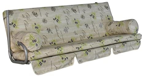 Angerer Freizeitmöbel GmbH Hollywoodschaukel Auflage Trend - passend für viele 3-Sitzer Hollywoodschaukeln - Schaukelauflage Made in Germany (Beige Gemustert Olive)