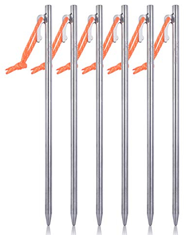 iBasingo Titanlegierung Zelt Pegs Titan Heringe Camping Zelt Stakes Outdoor Markisen Pins Leichte Heavy Duty Zelt Nagel Wandern Backpacking Reisezubehör 6 Stück/Lot 30cm Ti4012PL