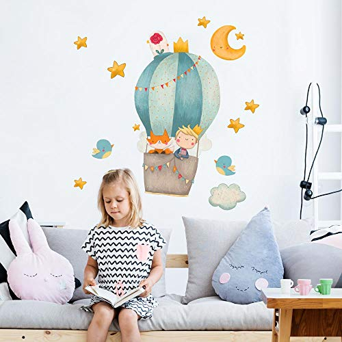 R00525 Wandaufkleber Kind Ökologisches Hypoallergenes Weicher Stoffeffekt Repositionierbar Fabel kleine Prinz Wanddekoration Neugeborene Kinderzimmer Selbstklebende Tapete