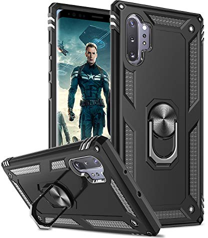 LeYi Cover per Samsung Note 10+ Plus con anello di supporto, doppio strato antiurto in silicone con protezione dello schermo per Samsung Galaxy Note 10+ Plus/ 10 Pro Nior