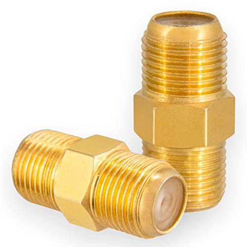 HB-DIGITAL 2x Profi SAT Koaxialkabel Adapter Verbinder F-Kupplung F-stecker Für Fernsehkabel Antennenkabel Satelliten Kabel 2X F-Buchse Breite - Vergoldet