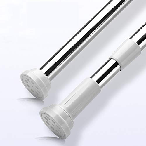 IKINLO Tringle à Rideaux, télescopique Barre, Tringle de Rideau Douche, ringle à vêtements, Acier Inoxydable, sans perçage (50-80cm)