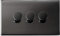 LED Dimmer Switch Black Nickel 3 Gang 2 Way 300w Screwless Polished Plate Finish N357GME
