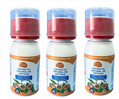 Extracto de Ortiga: fungicida insecticida acaricida ecológico. Pack: 3 envases de 50 ml. Tratamiento válido para 45 litros de Agua.