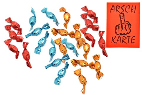 jameitop® 133,17 €/KG 16 Scherzbonbons im Mix: + Arschkarte - SCHERZARTIKEL Bonbons