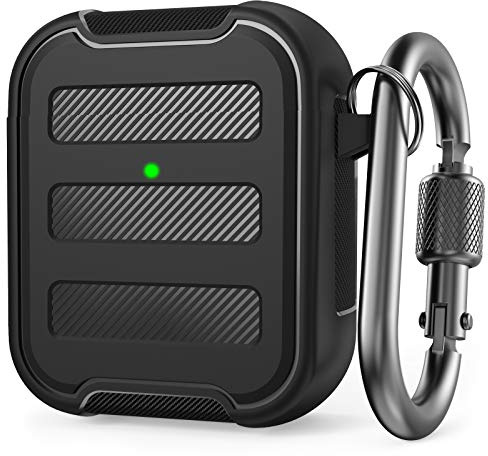 AHASTYLE Robuste AirPods Hülle Stoßfest Harte Schale TPU Schutzhülle Kompatibel mit AirPods 2 & 1 (Schwarz)