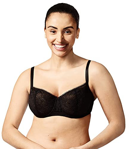 Chantelle Women's Day to Night Lace Unlined Demi Bra Half Cup, Black, 32DD