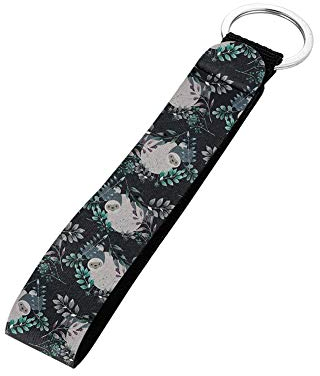 SEANATIVE Damen Lange Schlüsselband Schlüsselanhänger mit elastischem Handschlaufe Schlüsselanhänger für Mädchen Geschenk Gr. Einheitsgröße, Schwarz Faultier