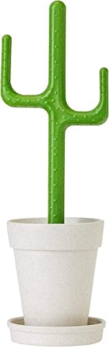 Vigar - Juego de Escobilla de Inodoro - Mango Extralargo - 12.5 x 11.5 x 39 cm - Colección Cactus - Base Maceta con Platillo - Cerdas Fuertes - Verde