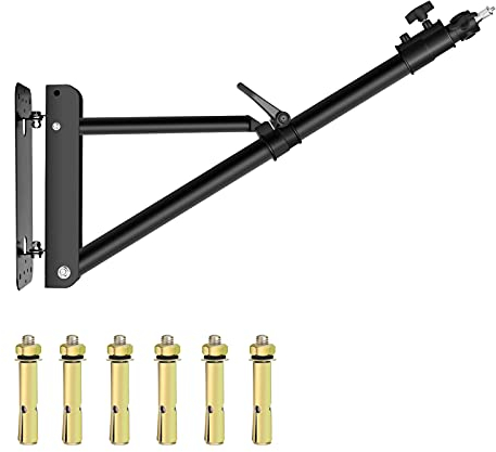 EMART Wandmontage Dreieckiger Galgenarm, Unterstützt 180 ° Flexible Rotation, Maximale Länge 180 cm, Platzsparend für Fotografie, Stroboskopbeleuchtung, Ringlicht, Softbox, Regenschirm, Monolight