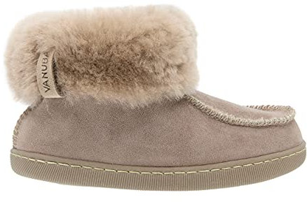 Vanuba Peppin – Hausschuhe aus Leder für Kinder Jungen & Mädchen mit Futter aus Schafwolle – Größe: 30, Farbe: Beige