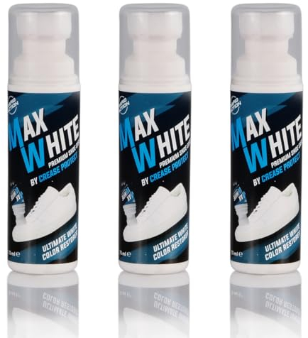Max White Shoe Whitener - Instant White Colour Restorer & Polish for Trainers, Sneakers, Canvas & Leather Shoes - Brighten & Clean Soles for a Fresh Look (Pack of 3)