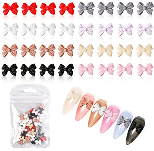 50Pcs Bow-Knot Nail Art Rhinestone, Rhinestone Bow Tie Nail, 9 Colors Nail Rhinestones Kit, 3D Butterfly Nail Diamonds for Decoration Nails Art Supplies