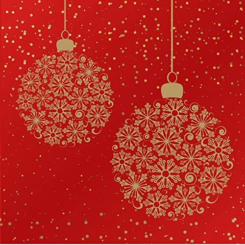 16 Servietten geprägt Weihnachten Goldene Kugeln auf rot als Tischdeko. Papierservietten mit Motiv. Auch für Decoupage und Serviettentechnik 33x33cm