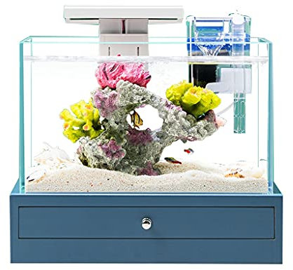 FURUIWUFENG Aquarium Kreative Desktop Kleiner Fischtank mit Basis Dekoration Büro Desktop Fischbehälter Ornamente ökologische Landschaft Aquarium-Kit