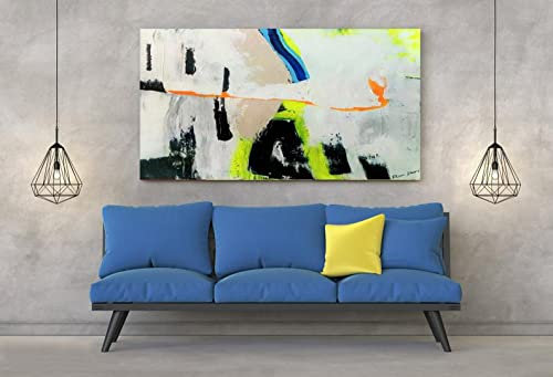 Ölbilder Auf Leinwand Handgemalt,Große Moderne Bunte Textur Kunst 100% Handgezeichnete Kunstwerke, Abstrakte Pop Malerei Kunst Wandbild Wohnzimmer Schlafzimmer Galerie Wanddekoration, 50X100Cm (19.