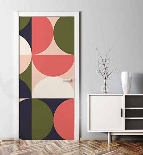 MyMaxxi - Tür bekleben mit Türtapete Türposter Türfolie Selbstklebend 90x200 Retro große Kreise - Tür verschönern Türaufkleber Türklebefolie farbenfroh bunt rot grün