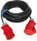 Hilark cable tech CEE Verlängerungskabel Gummi H07RN-F 5g6 mm2 32A IP44 gerader Stecker und Steckdose 3m