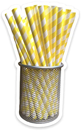 Pajitas de papel para batido, 8 mm x 200 mm, 1.000 unidades (amarillo y blanco)