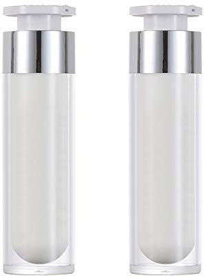 ericotry 2PCS Empty Refillable Acrylic Vacuum Pump Bottles Airless Pump Dispenser Travel Cosmetic Containers for Cream Lotion Essential Oils Foundation (50ml/1.7oz)