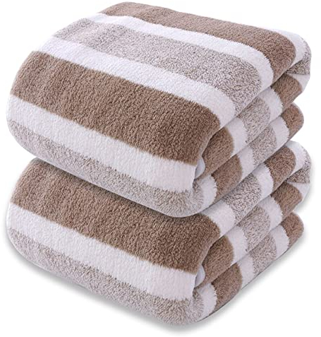 SOFTBATFY Mikrofaser-Badetücher, 2 Stück leicht, saugfähig, super flauschig und schnell trocknendes Handtuch für Reisen, Urlaub, Fitness und Yoga (90 x 180 cm, Braun)
