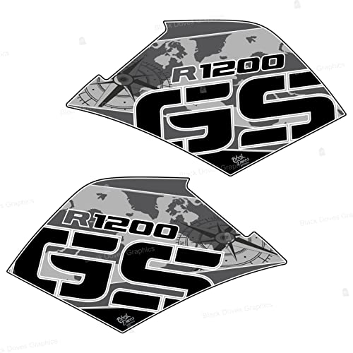 n.2 Adesivi 3D Protezioni Serbatoio Laterali compatibile con/sostitutivo per BMW R 1200 GS ADVENTURE 2006-2013 (Grigio)