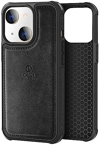 ONES for iPhone 14 Plus PU Leather Case 『 Shockproof Military Grade Protection Airbags 』『 Anti-fingerprint 』『 TPU Bumper Non-slip 』『Wireless Charging』 Sturdy Impact Absorb Shockproof Hard Cover