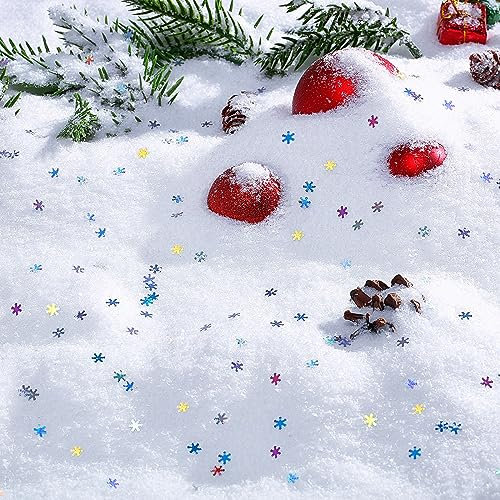 Geosar 28,2 Unzen Weihnachten Kunstschnee und 2,1 Unzen Schillerndes Schneeflocken Konfetti Glitzer Sofortschnee PVC Schneeflocken Deko für Weihnachten Hochzeit Geburtstag DIY Basteln Weiß AB Farbe