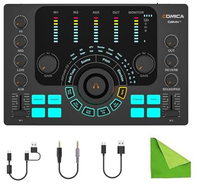 Comica ADCaster C2 Audio Interface with Individual Control, Voice Changer, Customized Sound Pad and Bluetooth Connection for Streaming, Podcast, Recording,on Phones or Computer-Black