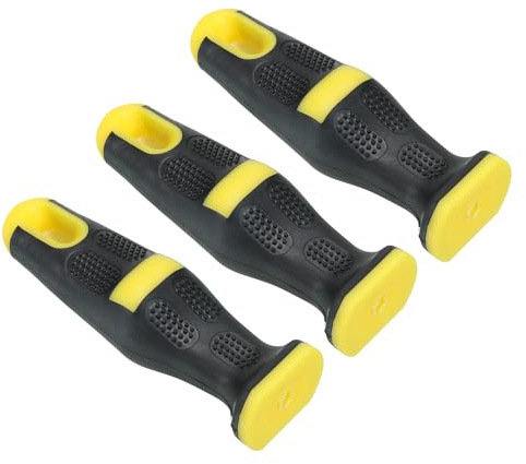 PATIKIL 4.5 Inch Plastic File Handle, 3 Pack File Cutting Tool File Handle Replacement Accessories for 0.22 Diameter File, Black Yellow