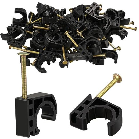 50/100/200 Pack Half Clamps J-Hook with Nails Set, 1/2 J-Hooks, J Clamps for PEX, Copper, CPVC Tubing Connections (1/2, 50pcs)