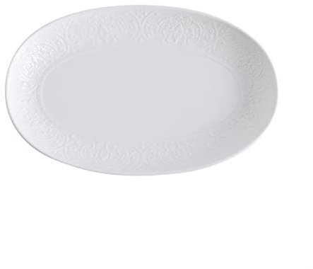 Planche à dîner ovale assiette en céramique blanche restaurant plat principal décor assiette à vaisselle assiette de service nordique cuisine à domicile table en relief s
