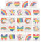 Healvian 24PCS Regenbogen Tattoo Gesicht Regenbogen Gesichtstattoo Regenbogen Aufkleber Tattoo Kinder Regenbogen Schminke Pride Tattoos Gesichts Tattoos Hautfreundlich Regenbogen Aufkleber für Geburt