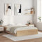 vidaXL King Size Bed Frame with Drawers - Sonoma Oak Engineered Wood, 150x200 cm with Sturdy Plywood Slats and Storage