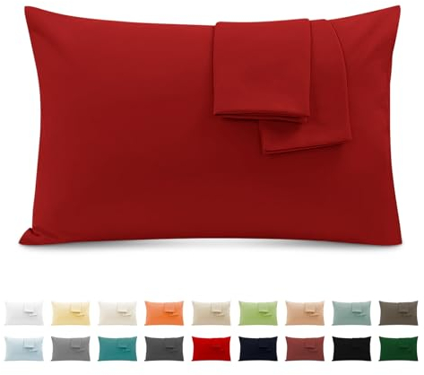 2er Set Kissenbezug 100% Baumwolle 40x70 cm 2 PCS, Superweicher Premium Jersey Kopfkissenbezug, Kissenhülle Rot