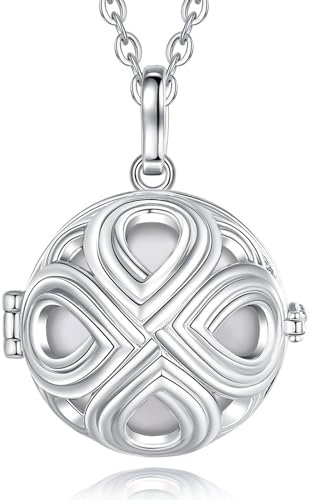 CELESTIA Schwangerschaft Medaillon Kette mit Klangkugel Schutzengel Anhänger Kreuz Schmuck Liebesgeschenk für Schwangere Werdende Mütter 76~114 CM