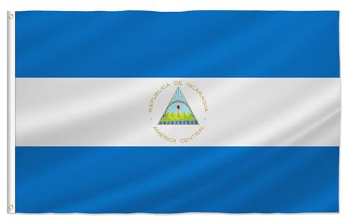 PTEROSAUR Bandera de Nicaragua, bandera nacional nicaragüense de 3 x 5 pies, ojales de latón para decoración interior y exterior