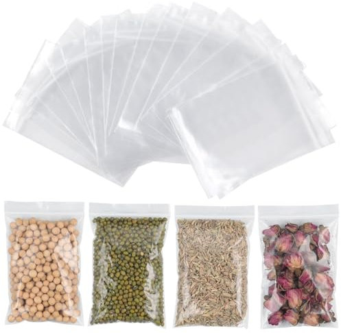 AiQInu 100 Pezzi Sacchetti Plastica 10 x 15 cm, Sacchetti Alimenti Richiudibili, Buste Plastica Trasparenti Ziplock Bags per Gioielli, Componenti Elettronici