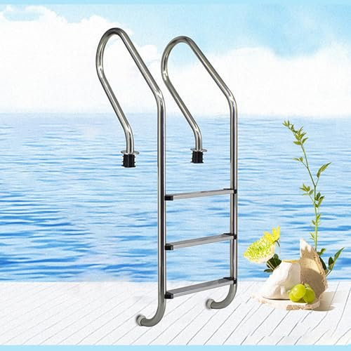 OCAZI pool ladder Stainless Steel Pool Ladder with 3 Non-Slip Steps, Removable Pool Ladder for Swimming Pool, SPA and Water Parks, Load 150kg W50xH133cm A