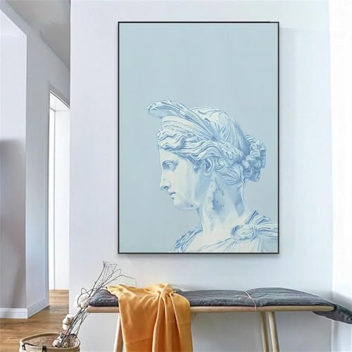 Yocheng Griechischen Mythologie Skulptur Poster Graffiti Blau Farbe Göttin Statue Leinwand Malerei Leseraum Dekor 21x30cm ohne Rahmen