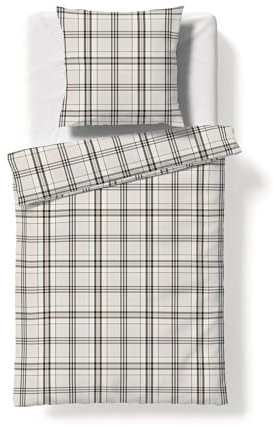 fleuresse gewebte Edelflanell Bettwäsche Lech Wexford grau beige 1 Bettbezug 135 x 200 cm + 1 Kissenbezug 80 x 80 cm