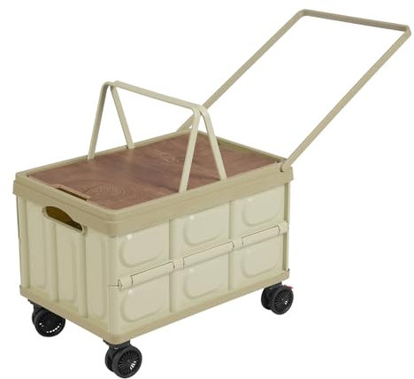 55L Einkaufstrolley Klappbar mit 4X 360° Drehbare Räder, Aufbewahrungsbox Transport Trolley bis 35kg, Klappbox Transportbox mit it Deckel (Grün)