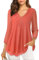 Gaharu Tunika Damen Große Größen Bluse Lang Shirt 3/4 Arm Elegant V-Ausschnitt Oversize Abendmode Oberteile Festlich Blusenshirt Damenoberteil Edel Sommerbluse