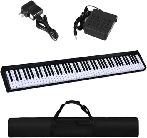 RELAX4LIFE Tastiera Musicale a 88 Tasti, Pianola Portatile con Custodia,128 Ritmi e Toni, Pedale Sustain, MIDI, USB e Funzione di APP Bluetooth