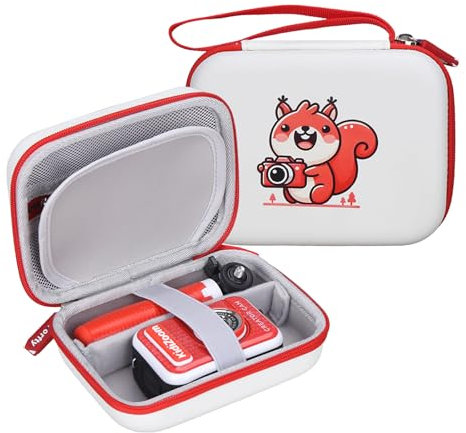 Kinder-Kameratasche für Vtech Kidizoom Creator Cam, niedliche Spielzeugkamera-Aufbewahrungstasche für Vtech Kidizoom-Kamera, rot, mit Tasche für Stativzubehör (nur Box) (rot)
